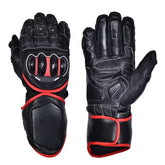 Leather motorcycle gloves with breathable soft-shell, smartphone touch, and TPU protection, ideal for fitness and boxing training.